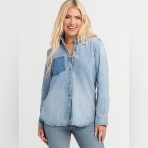 Nwt Jessica Simpson Women's Embellished  Denim Shirt with Long Sleeves Size Xs